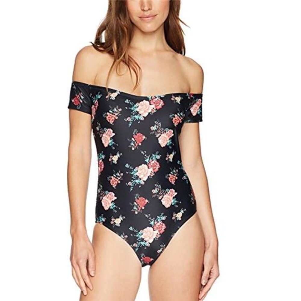 NEW Mae Swimwear Annie Off Shoulder Floral Print One Piece Women's M